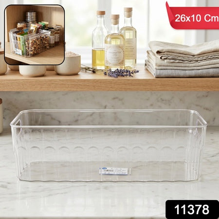 Plastic Fridge Organizer Basket  Clear Storage Solution For Kitchen