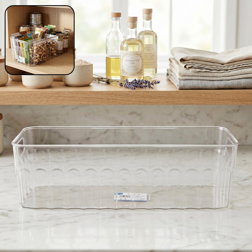 Plastic Fridge Organizer Basket  Clear Storage Solution For Kitchen