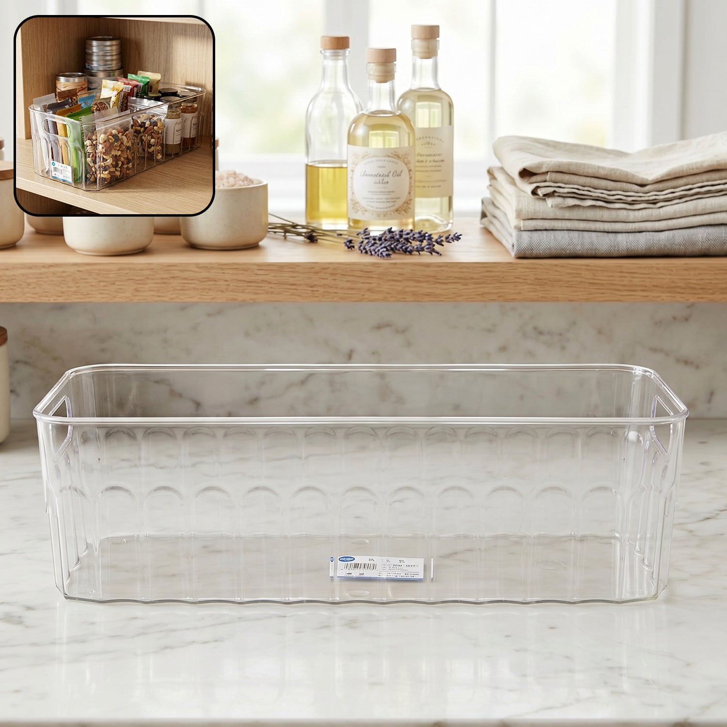 Plastic Fridge Organizer Basket  Clear Storage Solution For Kitchen