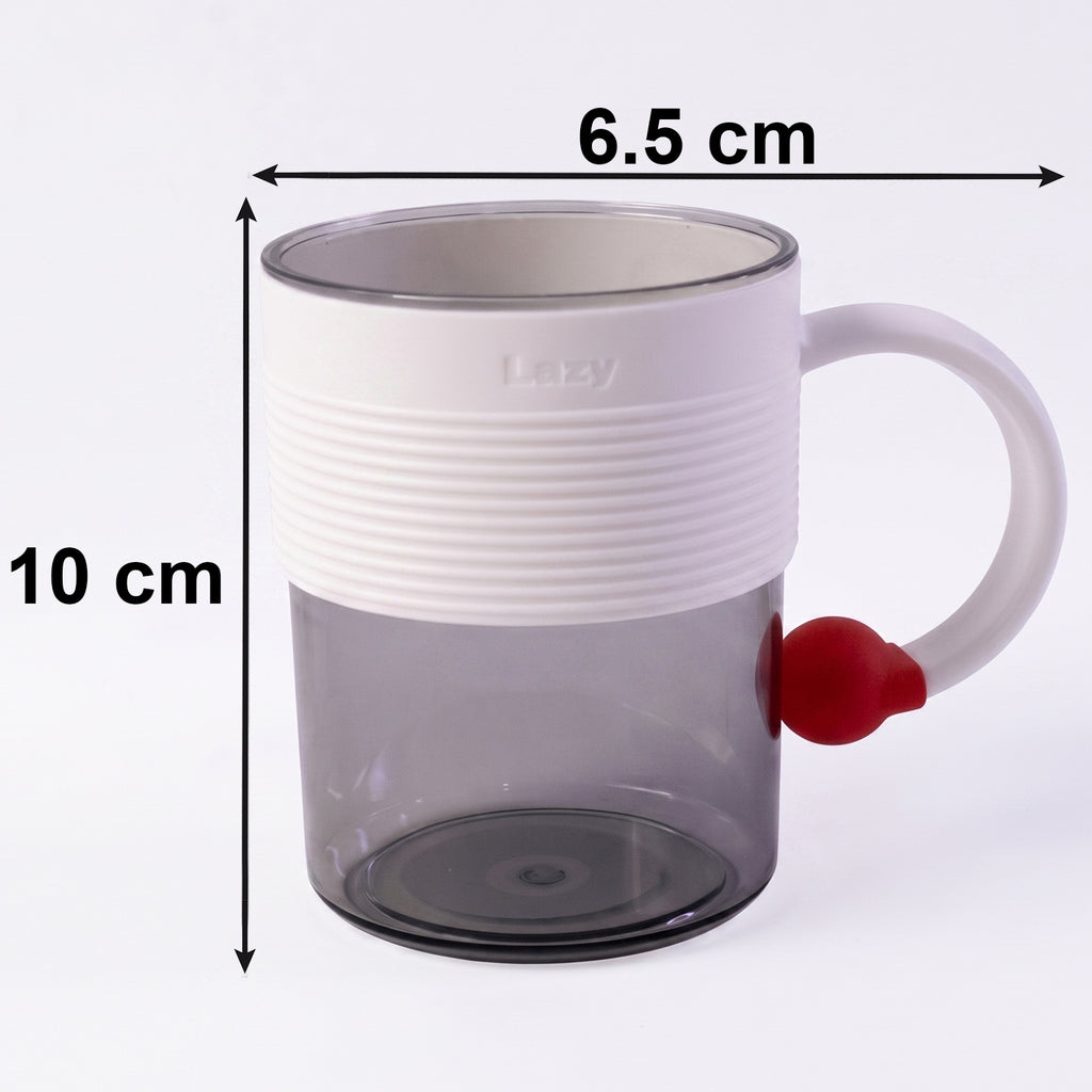 Transparent Plastic Tea And Coffee Mug With Ring Handle For Home Office (1 Pc)