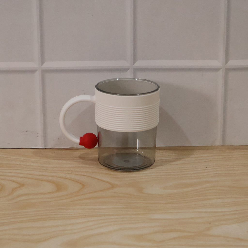 Transparent Plastic Tea And Coffee Mug With Ring Handle For Home Office (1 Pc)