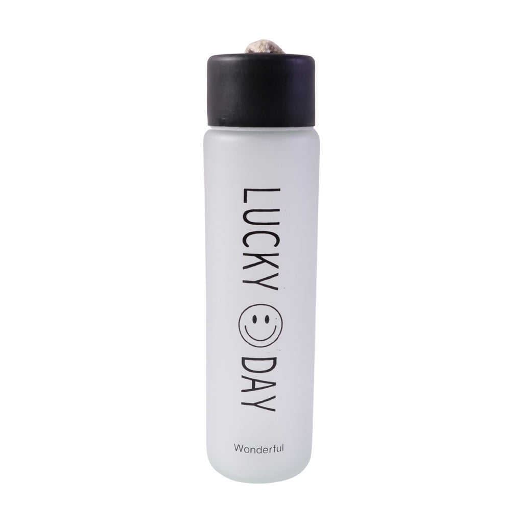 Premium Frosted Glass Water Bottle With Leak Proof Lid (350 Ml)