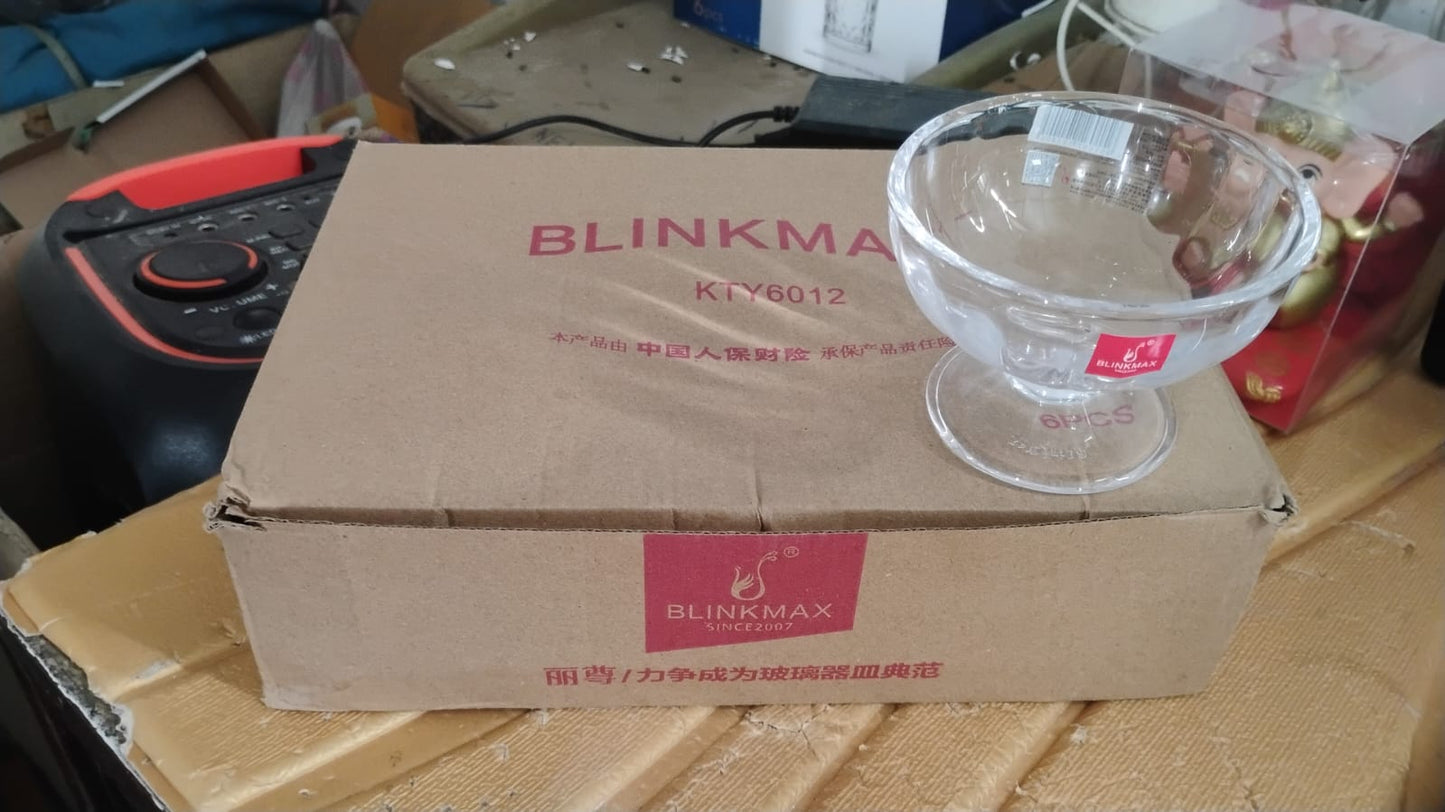 Premium Glass Ice Cream Dessert Bowl 6 Pc Set