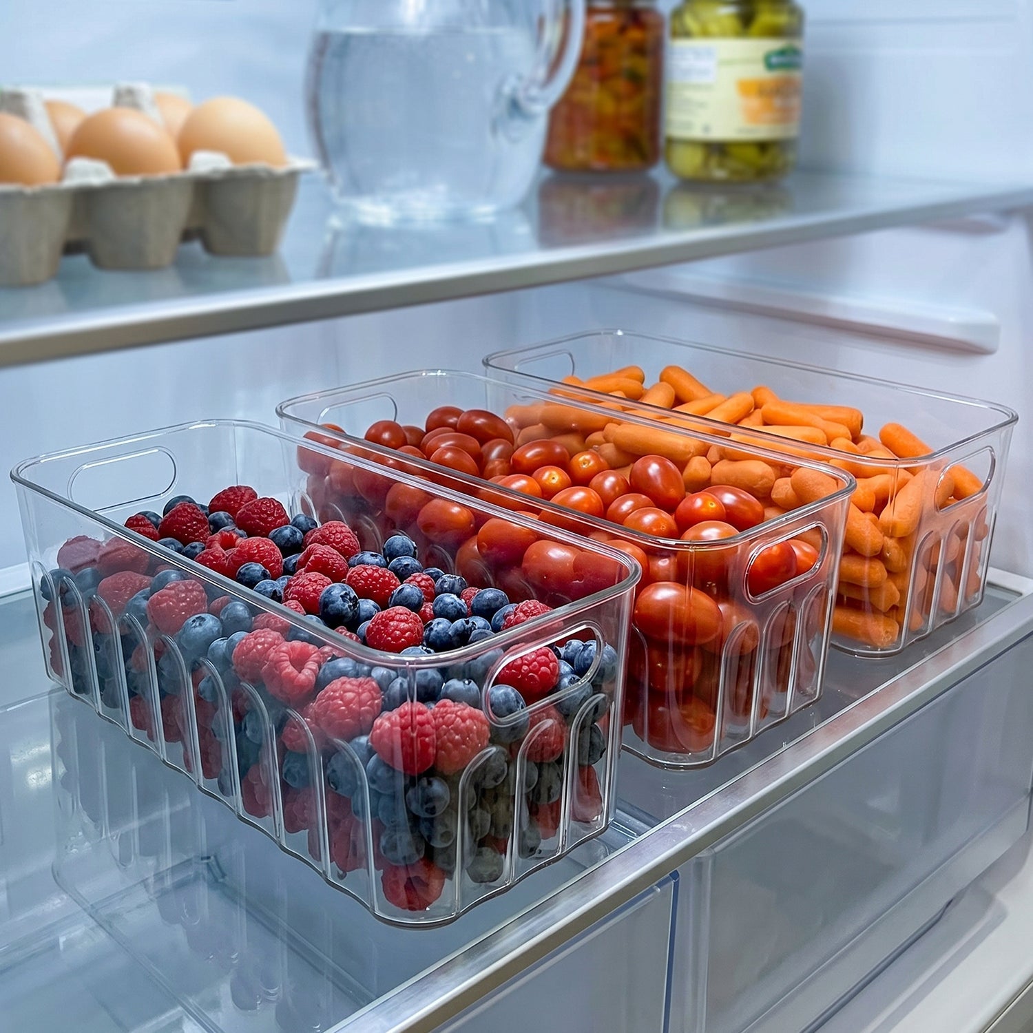 Plastic Fridge Organizer Basket  Clear Storage Solution For Kitchen