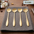 Golden Mini Serving Spoon Set Steel Dessert Tea Coffee Spoons For Home (4 Pc Set)