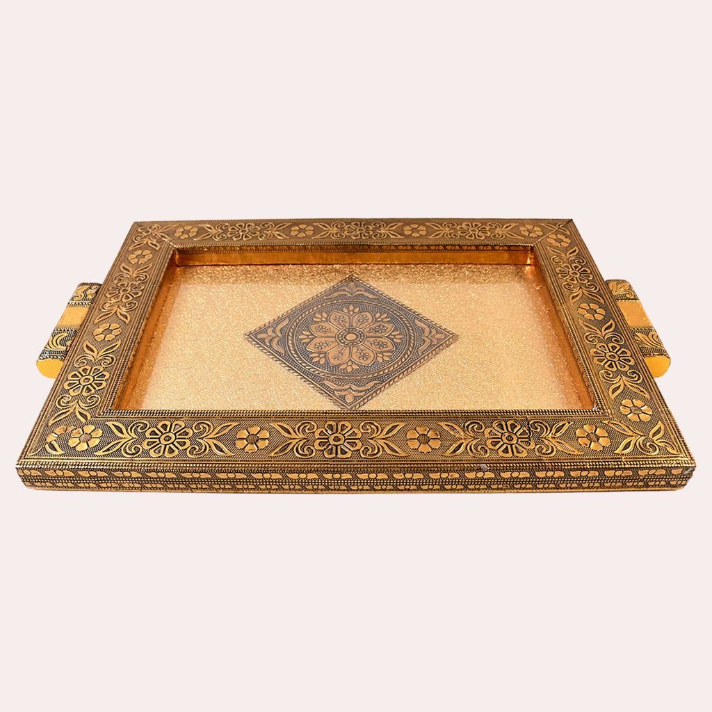 Premium Antique-style Rajwadi Decorative Serving Tray  40x26 Cm