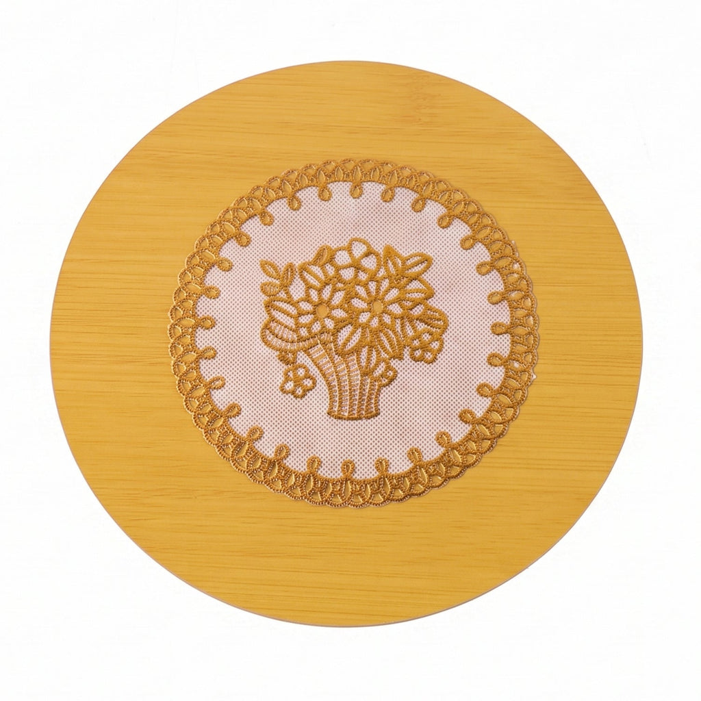 Wooden Heat Resistant Round Coaster  Protects Surfaces  Prevents Heat Marks