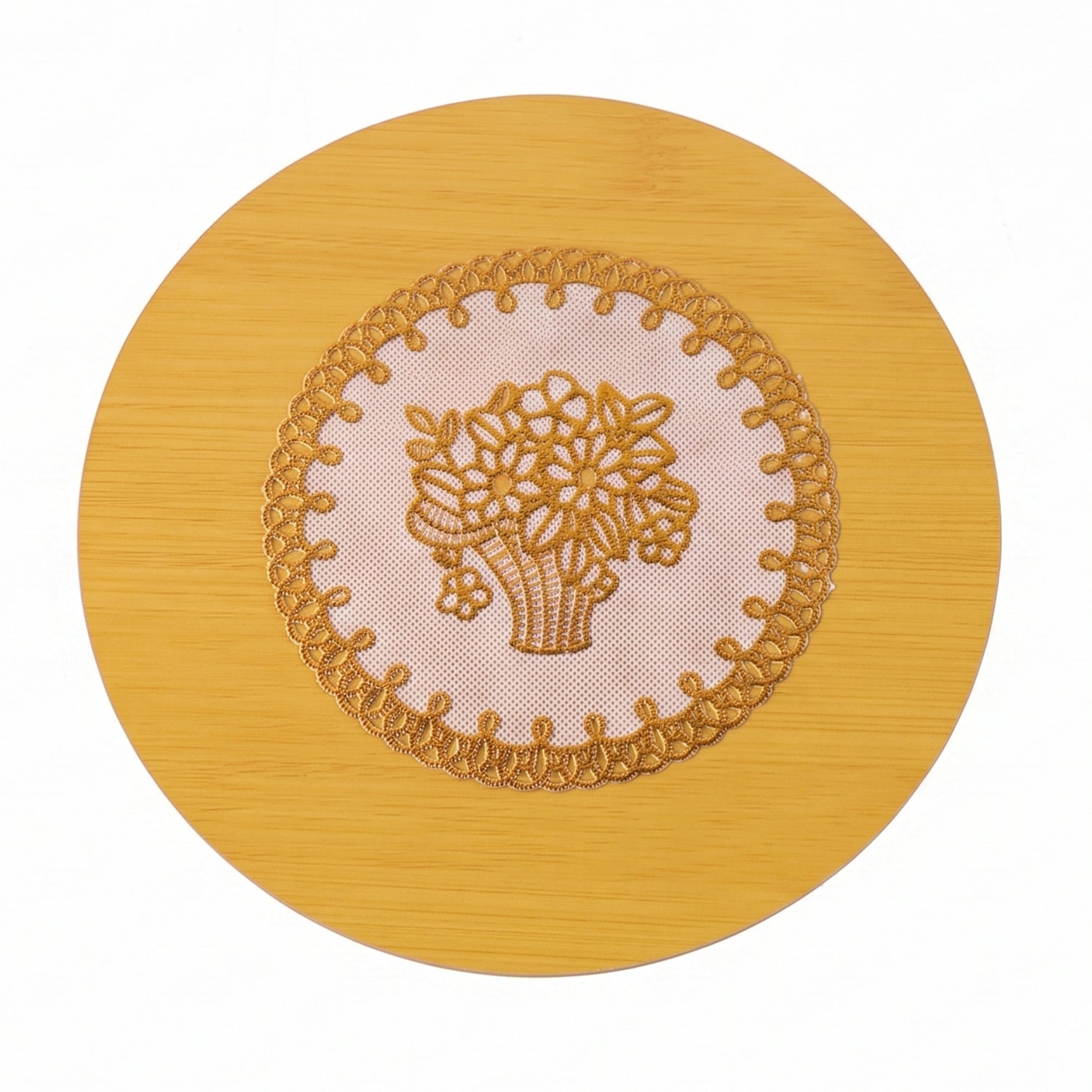 Wooden Heat Resistant Round Coaster  Protects Surfaces  Prevents Heat Marks