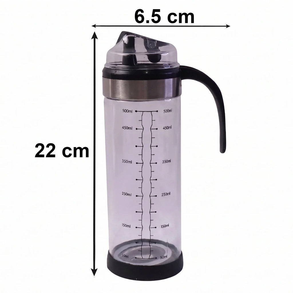 Glass Oil Dispenser Bottle With Handle And Auto Flip Lid For Kitchen (500 Ml)