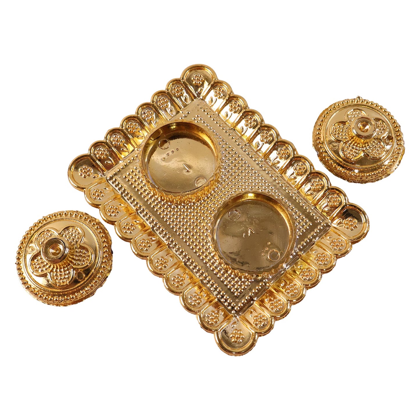 Kumkum Holder  Elegant Golden Floral Pooja Accessories