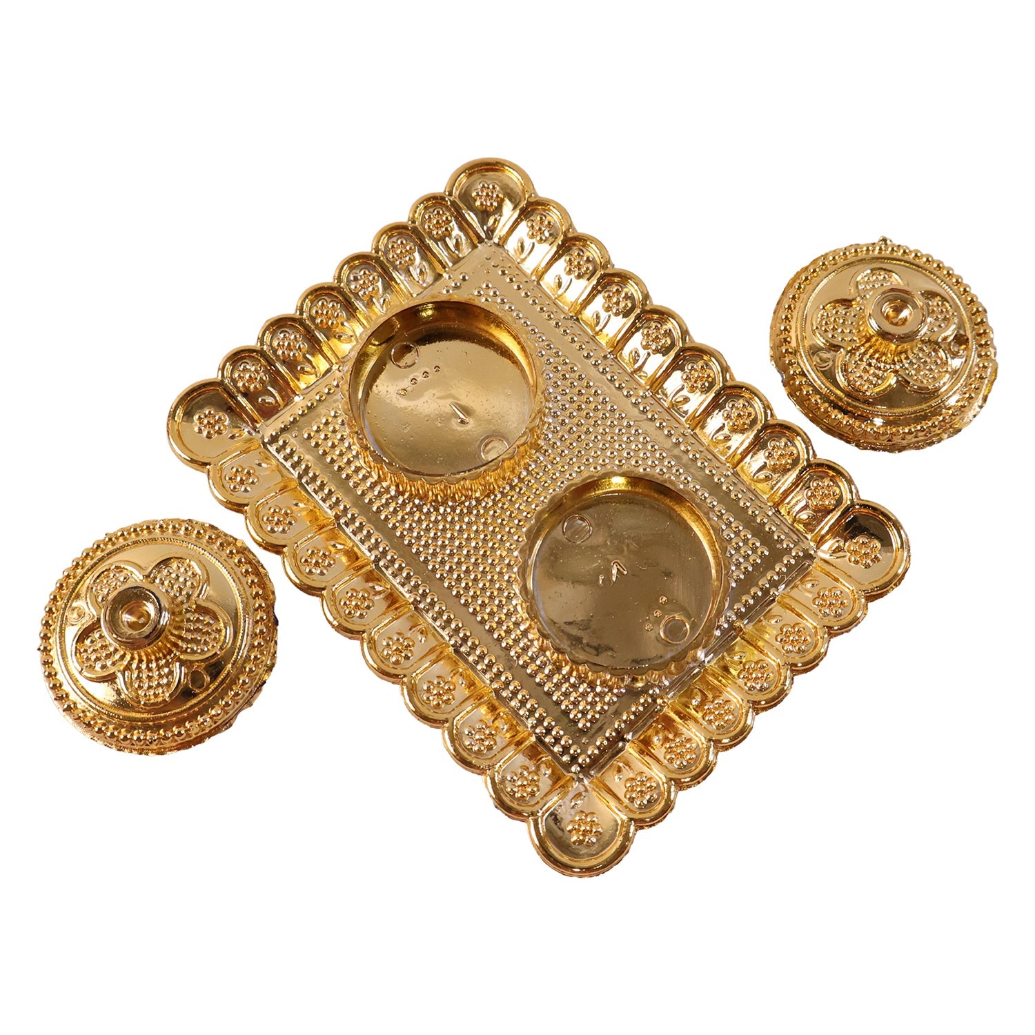 Kumkum Holder  Elegant Golden Floral Pooja Accessories
